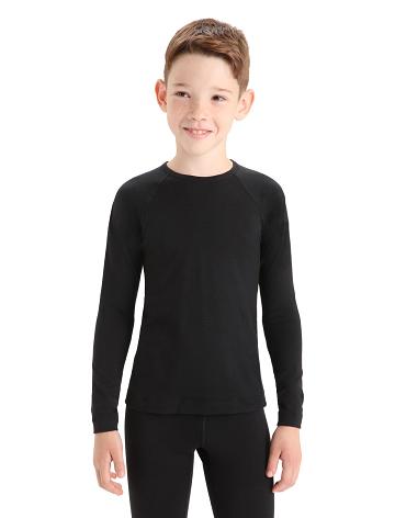 Black Icebreaker Merino 200 Oasis Crewe Thermal Top Kids' Long Sleeve | AU 1945KORI